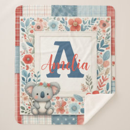 Patchwork Denim Koala Sherpa Blanket Sherpadecke