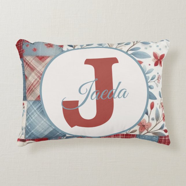 Patchwork Denim Koala Throw Pillow Dekokissen (Vorderseite)