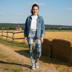 Patchwork-Denim Leggings