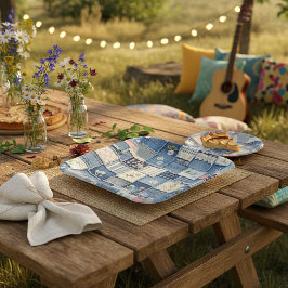 Patchwork Denim Pappteller