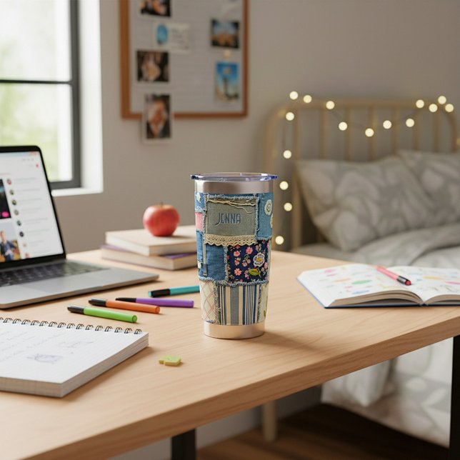 Patchwork-Denim personalisiert Thermobecher (Von Creator hochgeladen)