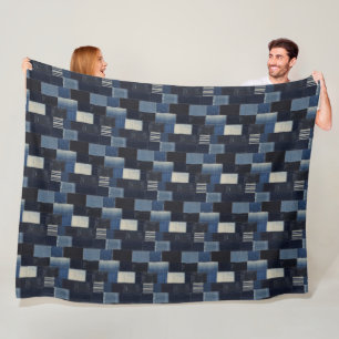 Patchwork-Denim-Stoff Kunstillustration Nr. 14 Fleecedecke