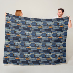 Patchwork-Denim-Stoff-Kunstillustration Nr. 6 Fleecedecke