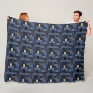Patchwork-Denim-Stoffkunstillustration Nr. 13 Fleecedecke