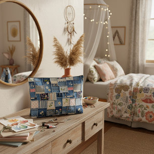 Patchwork-Denim Zubehörtasche