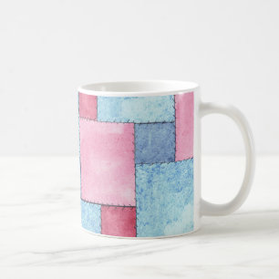 Patchwork Design Coffee Tasse, Pinks, Blues Tasse