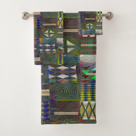 Patchwork-Design im afrikanischen Stil Badhandtuch Set
