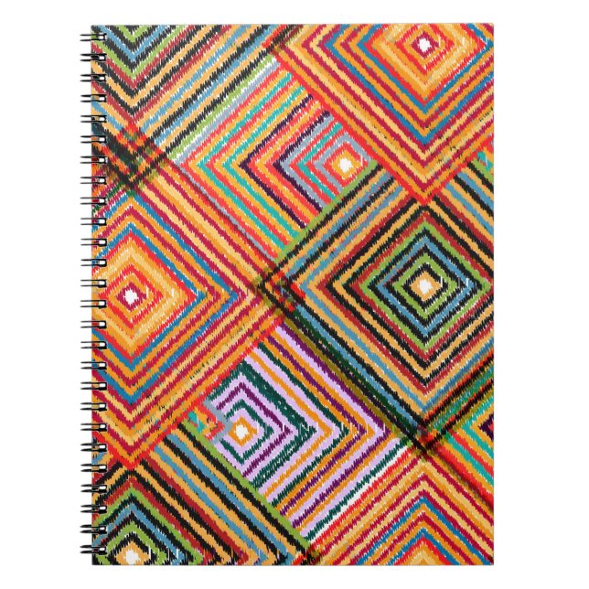 Patchwork-Design mit aztekischen Quadraten. Notizblock (Vorderseite)