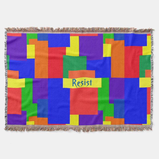 Patchwork Design Rainbow Resist Throw Blanket Decke (Vorderseite)