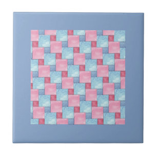 Patchwork Design Tile, Pinks, Blues Fliese