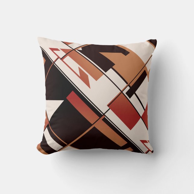 Patchwork Diagonal in Orange Shades Black Beige Kissen (Vorderseite)