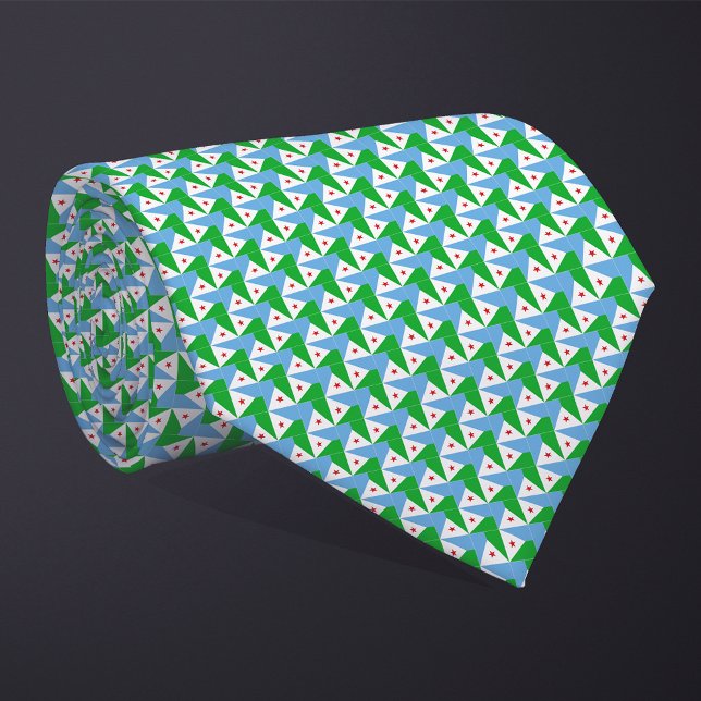 Patchwork Djibouti-Flag-Muster Krawatte (Von Creator hochgeladen)