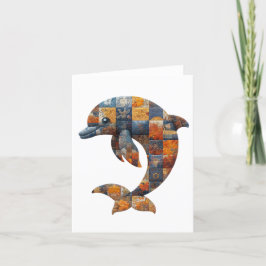 Patchwork Dolphin Greetings Card Dankeskarte