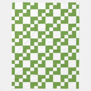 Patchwork Domino - Avocado Green und White Fleecedecke