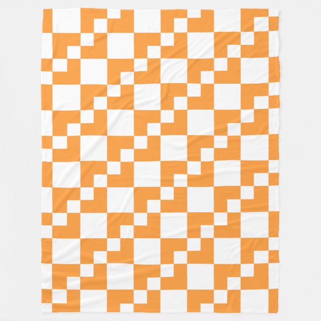 Patchwork Domino - Light Orange und White Fleecedecke (Vorderseite)