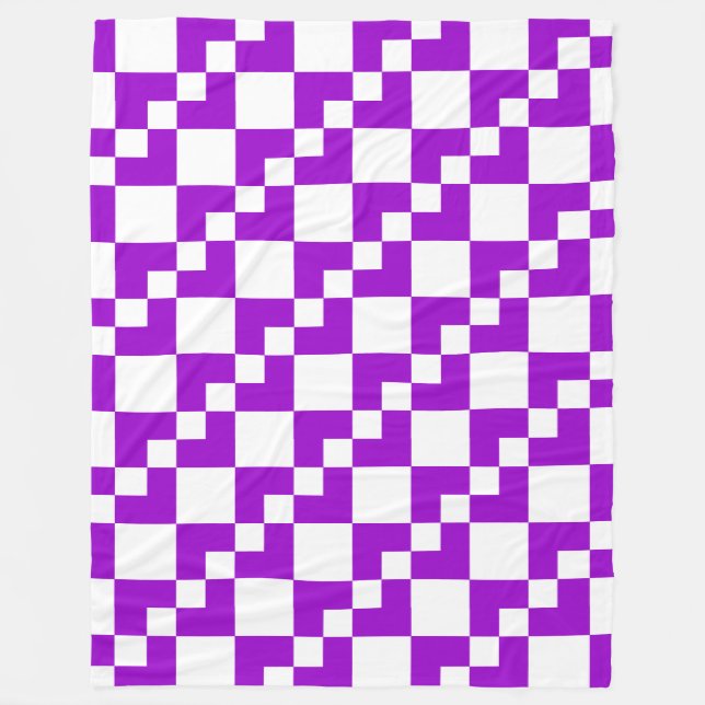 Patchwork Domino - Lila und weiß Fleecedecke (Vorderseite)