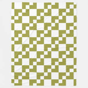 Patchwork Domino - Olive and White Fleecedecke