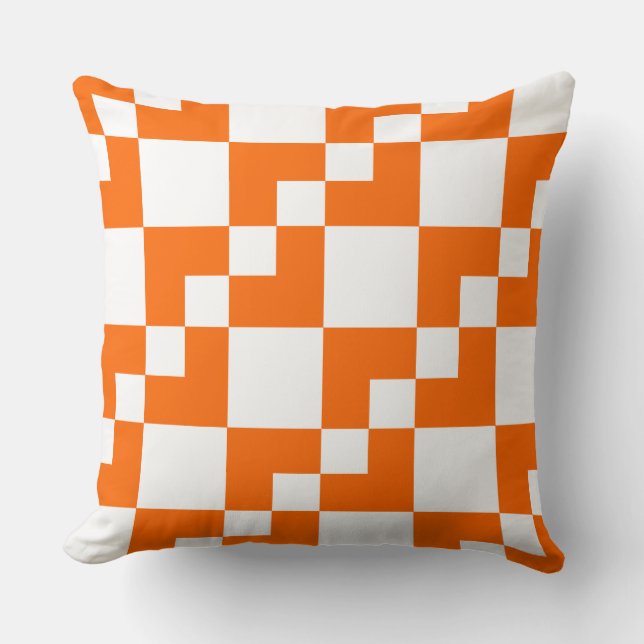 Patchwork Domino - Orange und Weiß Kissen (Vorderseite)