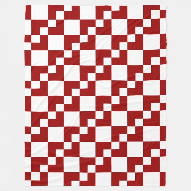 Patchwork Domino - Ruby Red und White Fleecedecke (Vorderseite)