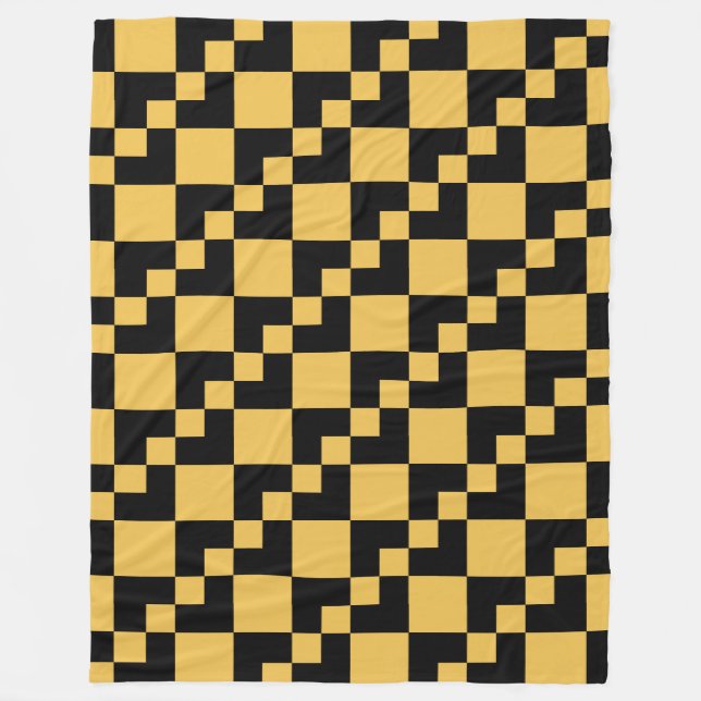 Patchwork Domino - Schwarz und Amber Fleecedecke (Vorderseite)