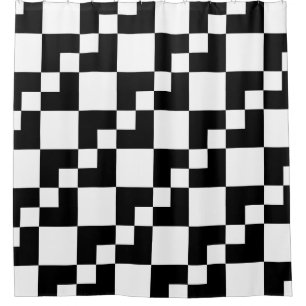 Patchwork-Domino - Schwarz und Weiß Duschvorhang