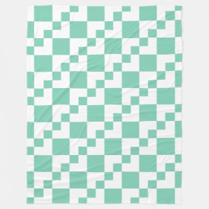 Patchwork Domino - White and Bale Green 7dcfb6 Fleecedecke