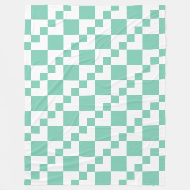 Patchwork Domino - White and Bale Green 7dcfb6 Fleecedecke (Vorderseite)