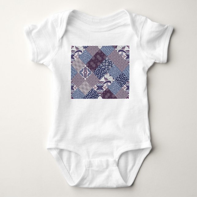 Patchwork Doodle: Vintag Boho Nahtlos. Baby Strampler (Vorderseite)