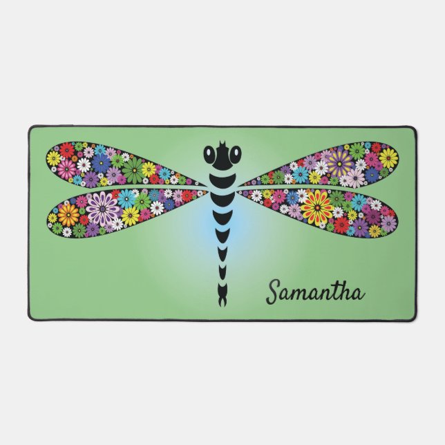 Patchwork Dragonfly Damselfly Design Desk Mat Schreibtischunterlage (Vorderseite)