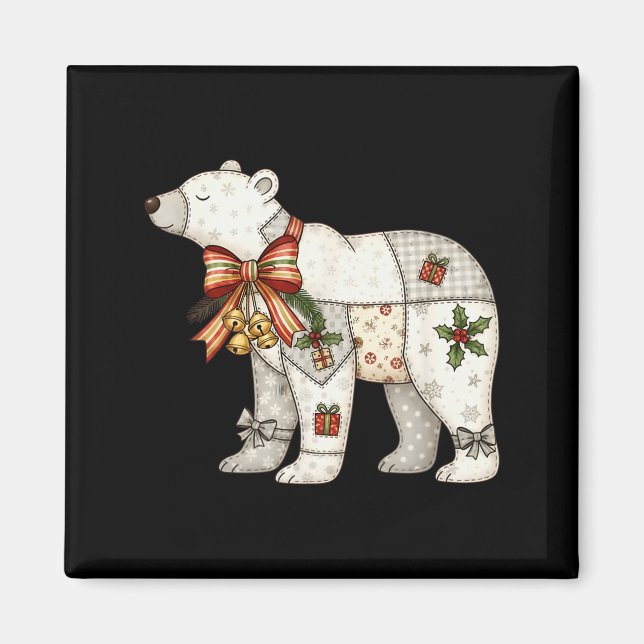Patchwork-Eisbär Süße Weihnachtsdecke  Magnet (Vorne)