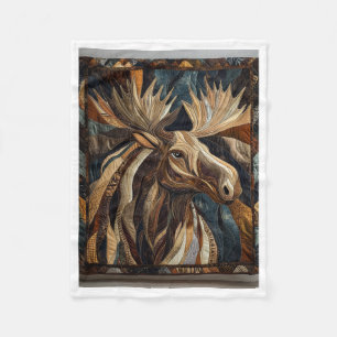 Patchwork-Elch-Geweih-Decke Fleecedecke