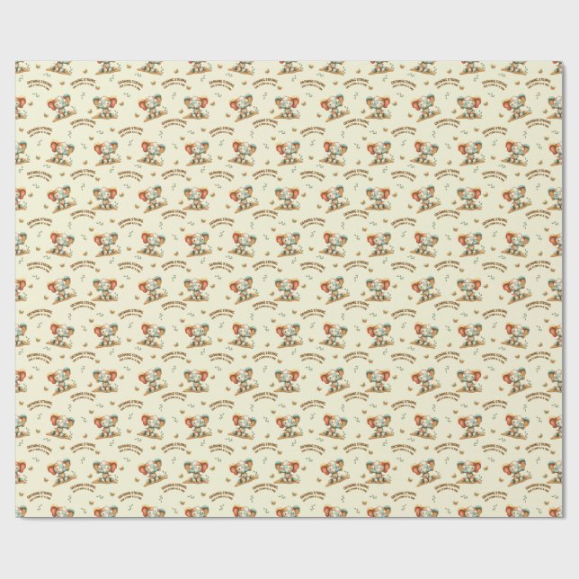 Patchwork-Elefant „Stark werden“ Geschenkpapier (Flach)