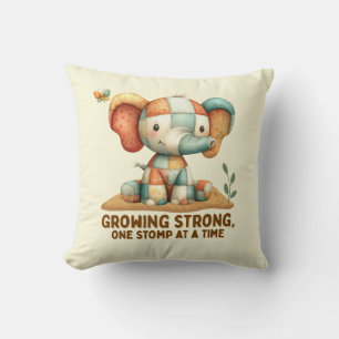 Patchwork-Elefant „Stark werden“ Kissen