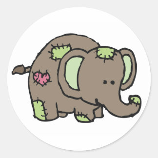 Patchwork Elephant Stickers - grün & braun