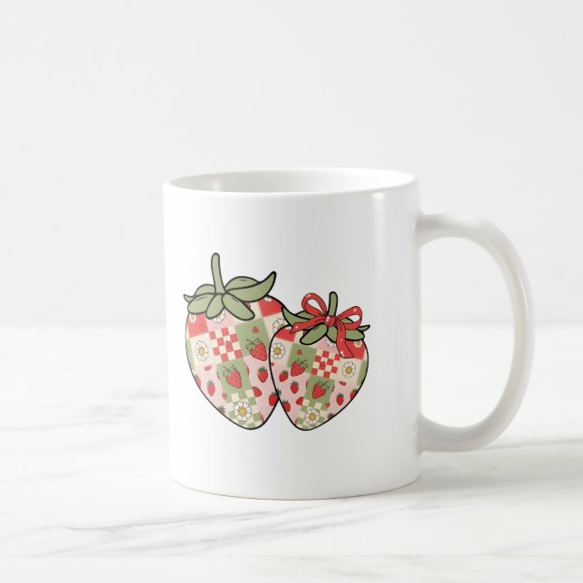 Patchwork-Erdbeer-Herzen Süße Coquette-Kunst Kaffeetasse (Rechts)