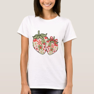 Patchwork-Erdbeer-Herzen Süße Coquette-Kunst T-Shirt
