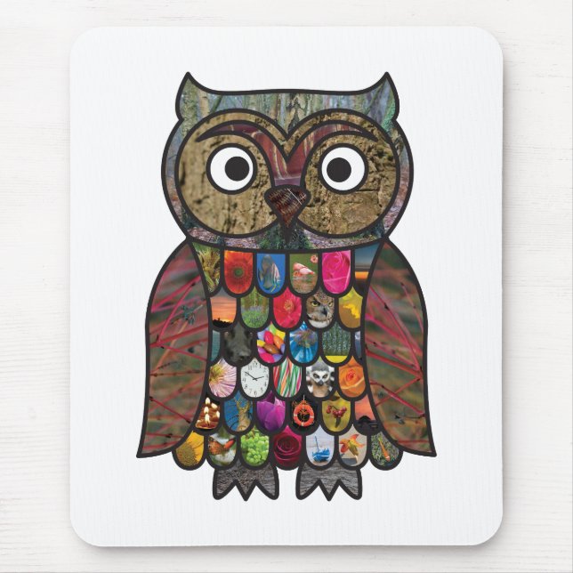 Patchwork-Eule Mousepad (Vorne)