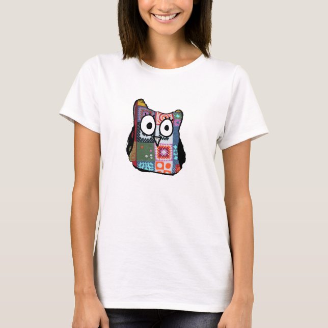 Patchwork-Eule T-Shirt (Vorderseite)