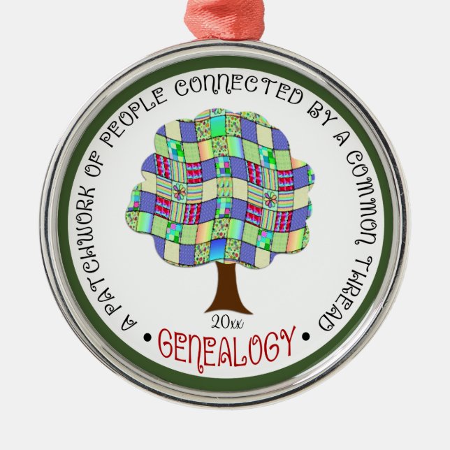 Patchwork Family Tree Genealogie Geschenk Elegant Ornament Aus Metall (Vorne)