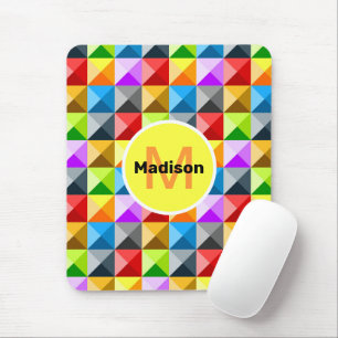 Patchwork Farbiges geometrisches Monogramm Mousepad