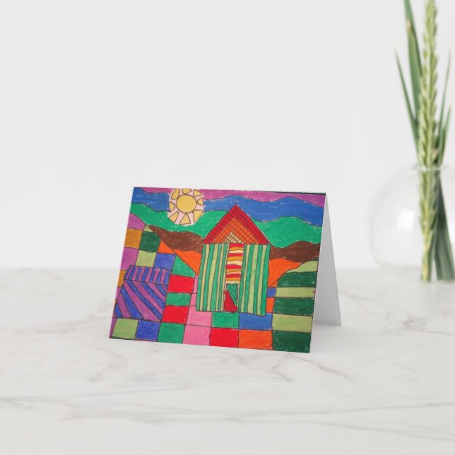 ‚Patchwork Farm‘ (Ölpasten und -pen) Karte (Vorderseite)