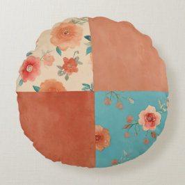 Patchwork Farmhouse Rundes Kissen