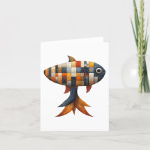 Patchwork Fish Greetings Card