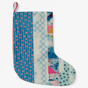Patchwork-Fliesen Nahtloses Muster Kleiner Weihnachtsstrumpf