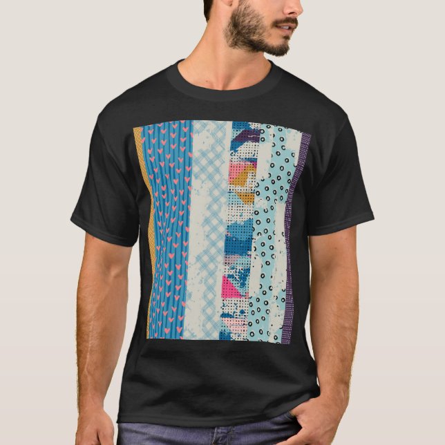 Patchwork-Fliesen Nahtloses Muster T-Shirt (Vorderseite)