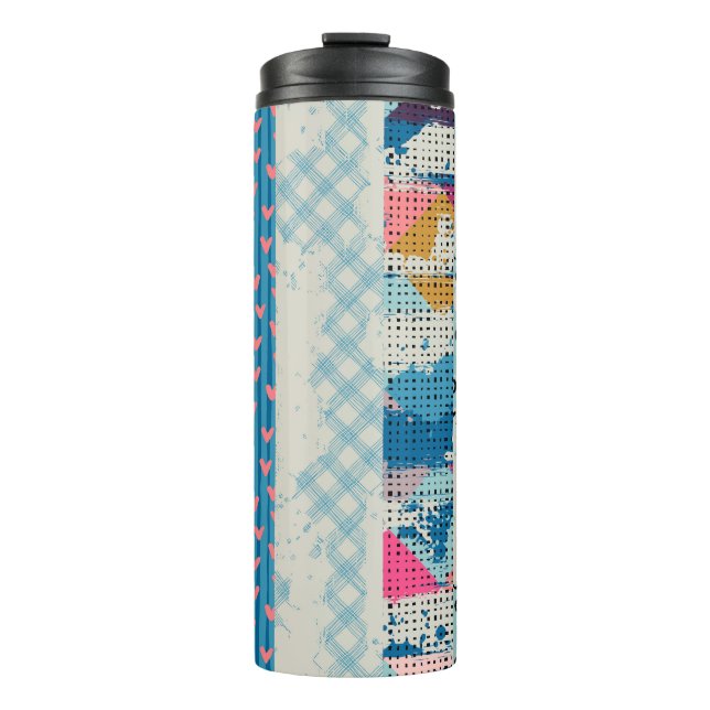 Patchwork-Fliesen Nahtloses Muster Thermosbecher (Vorderseite)