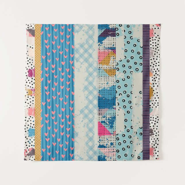 Patchwork-Fliesen Nahtloses Muster Wandteppich (Vorderseite)