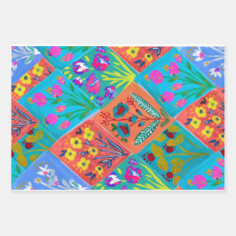 Patchwork Floral bouquet Wrapping Paper Geschenkpapier Set