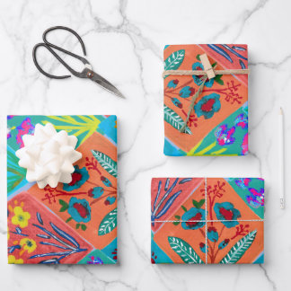 Patchwork Floral bouquet Wrapping Paper Geschenkpapier Set
