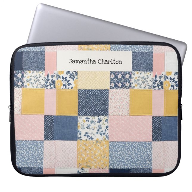Patchwork Floral Personalisiert Rustikale Blume Laptopschutzhülle (Vorderseite)